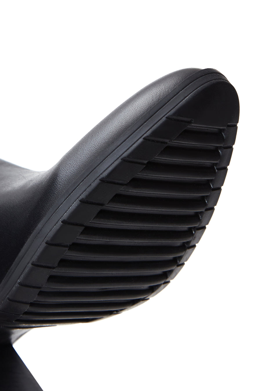 Women's Black Zippered Thick Heel Leather Boots
