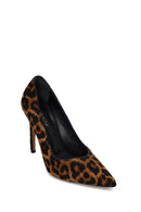 Woman Leopard High Thin-Heeled Leather Stiletto | Derimod