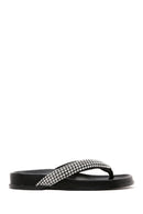 Women's Black Stone Flip Flops Flat Slippers | Derimod