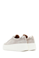 Women's Beige Lace-Up Chunky Sole Suede Leather Sneakers | Derimod