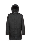 Geox Men's Black Clintford Zippered Hooded Long Coat | Derimod