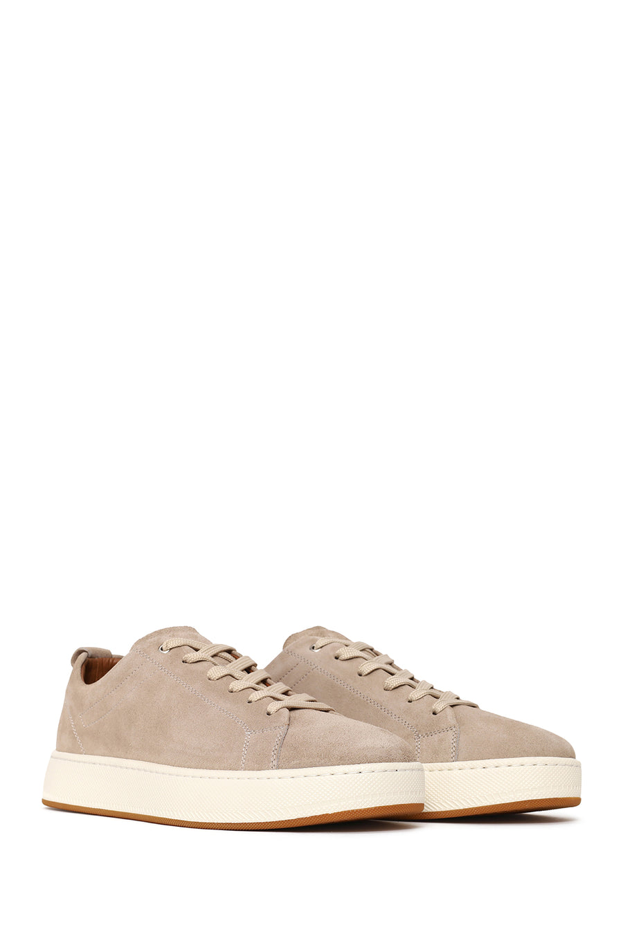 Male Beige Lace-up Suede Leather Sneaker