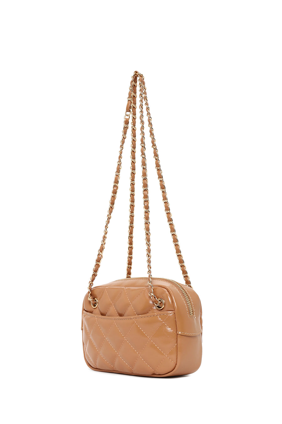 Woman Beige Quilted Crossbody Bag