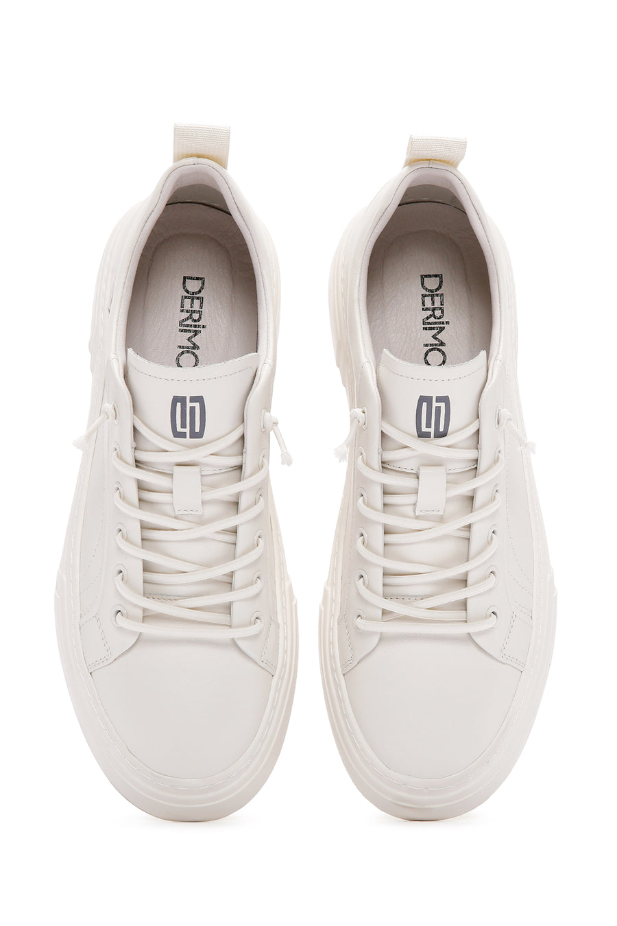 Male White Lace-Up Leather Sneaker