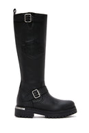 Harley Davidson Women's Black Trouble Zippered Leather Boots | Derimod