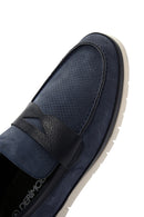 Men's Navy Blue Nubuck Leather Casual Loafer | Derimod