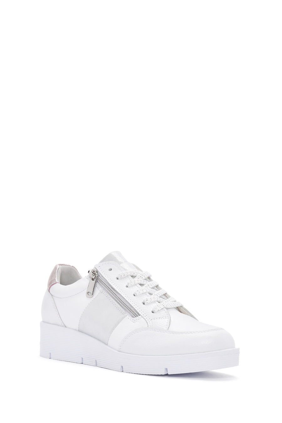 Women's White Thick Soled Leather Sneaker
