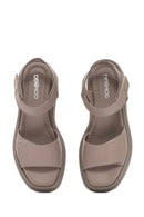 Kadın Vizon Bilekten Bantlı Deri Comfort Sandalet | Derimod