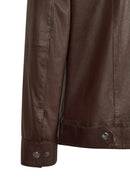 Dybala Male Brown Stand Collar Leather Jacket | Derimod