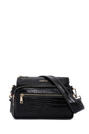 Women's Black Long Strap Patterned Crossbody Bag | Derimod