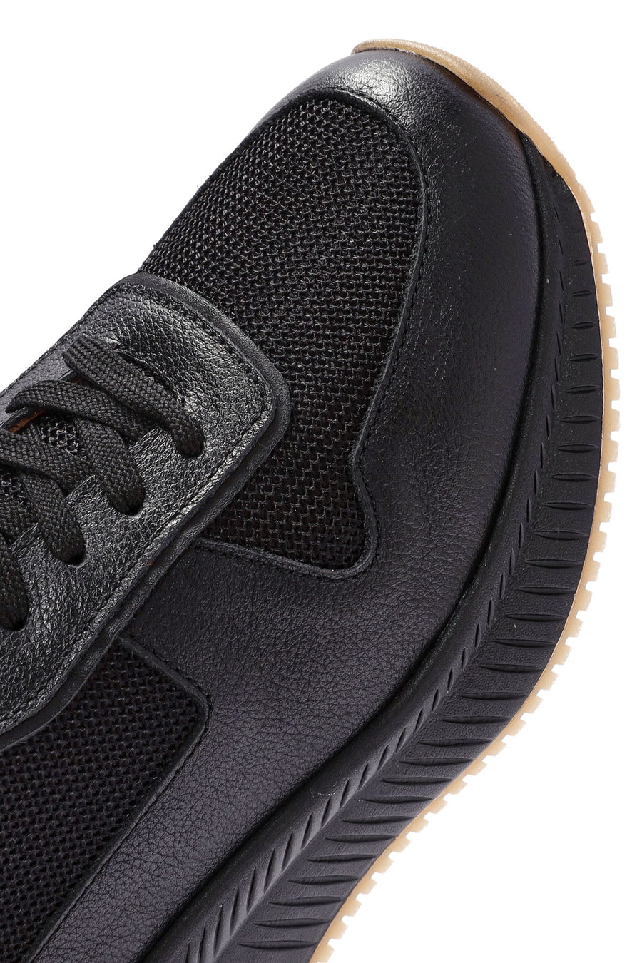 Men's Black Lace-up Leather Sneaker