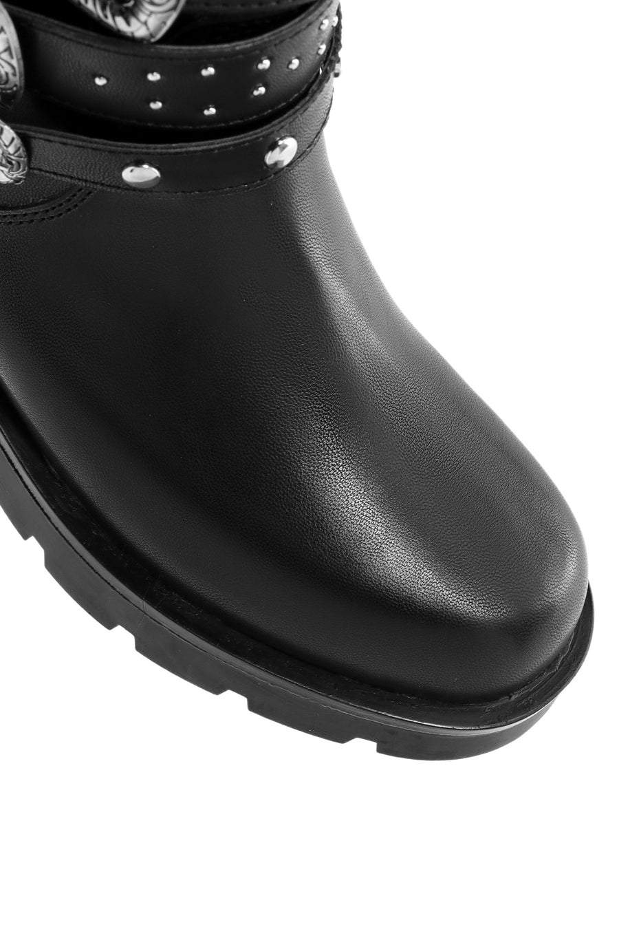 Women's Black Buckle Detailed Boots