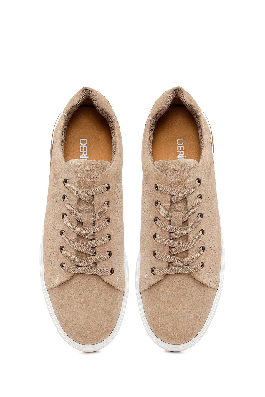 Male Beige Lace-Up Suede Leather Sneaker