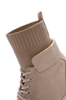 Women's Beige Thick Soled Suede Boots | Derimod