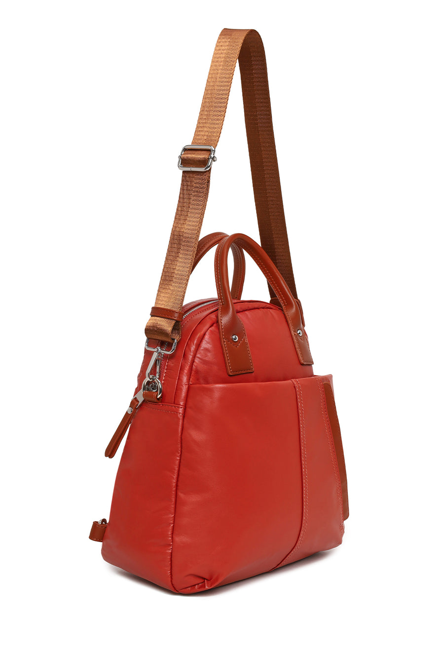 Woman Orange Long-Strap Backpack