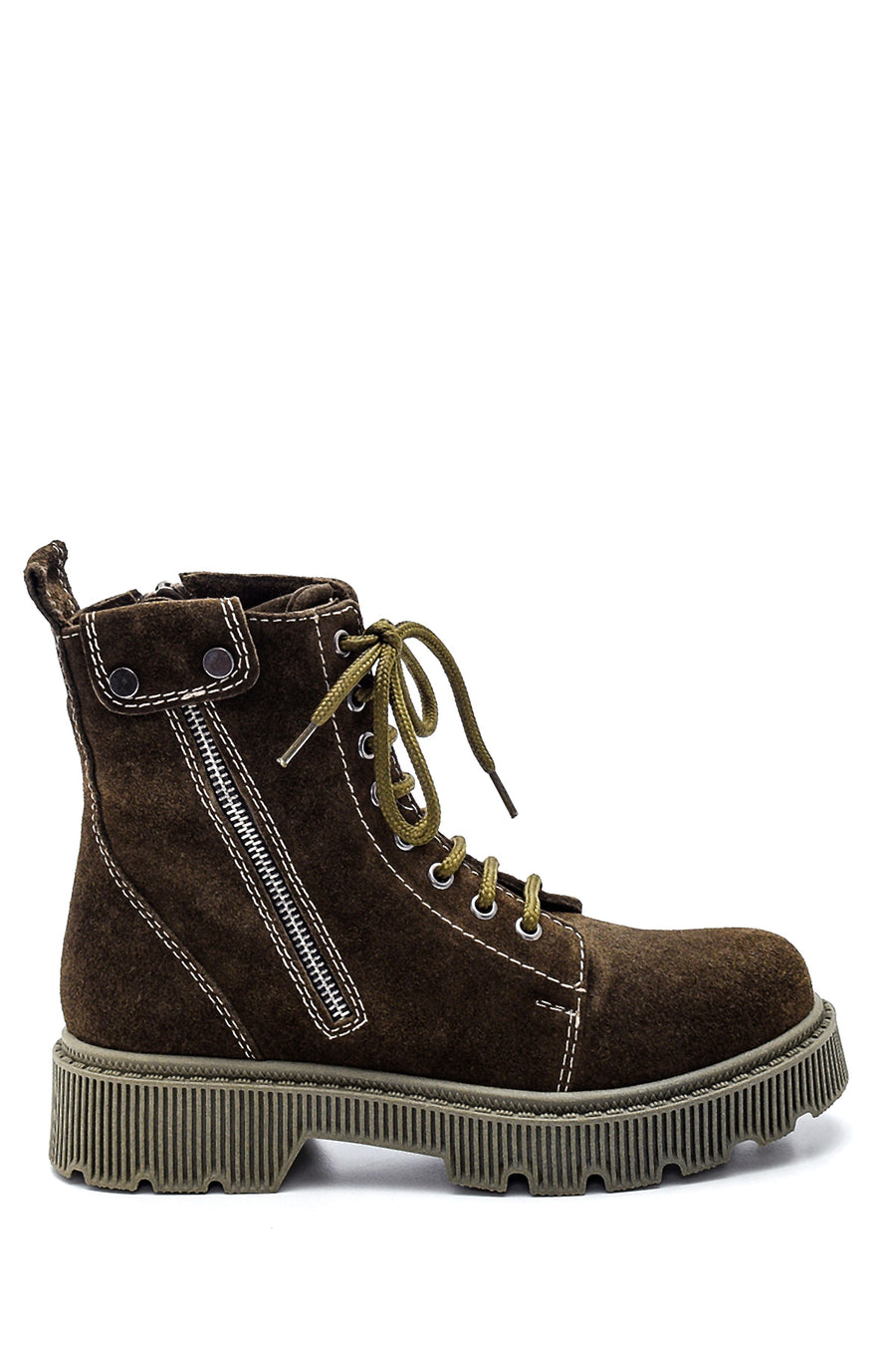 Women's Thick Soled Zippered Boots Suede Boots 21WFD131110 | Derimod