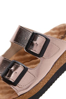 Women's Gray Buckle Comfort Slippers | Derimod