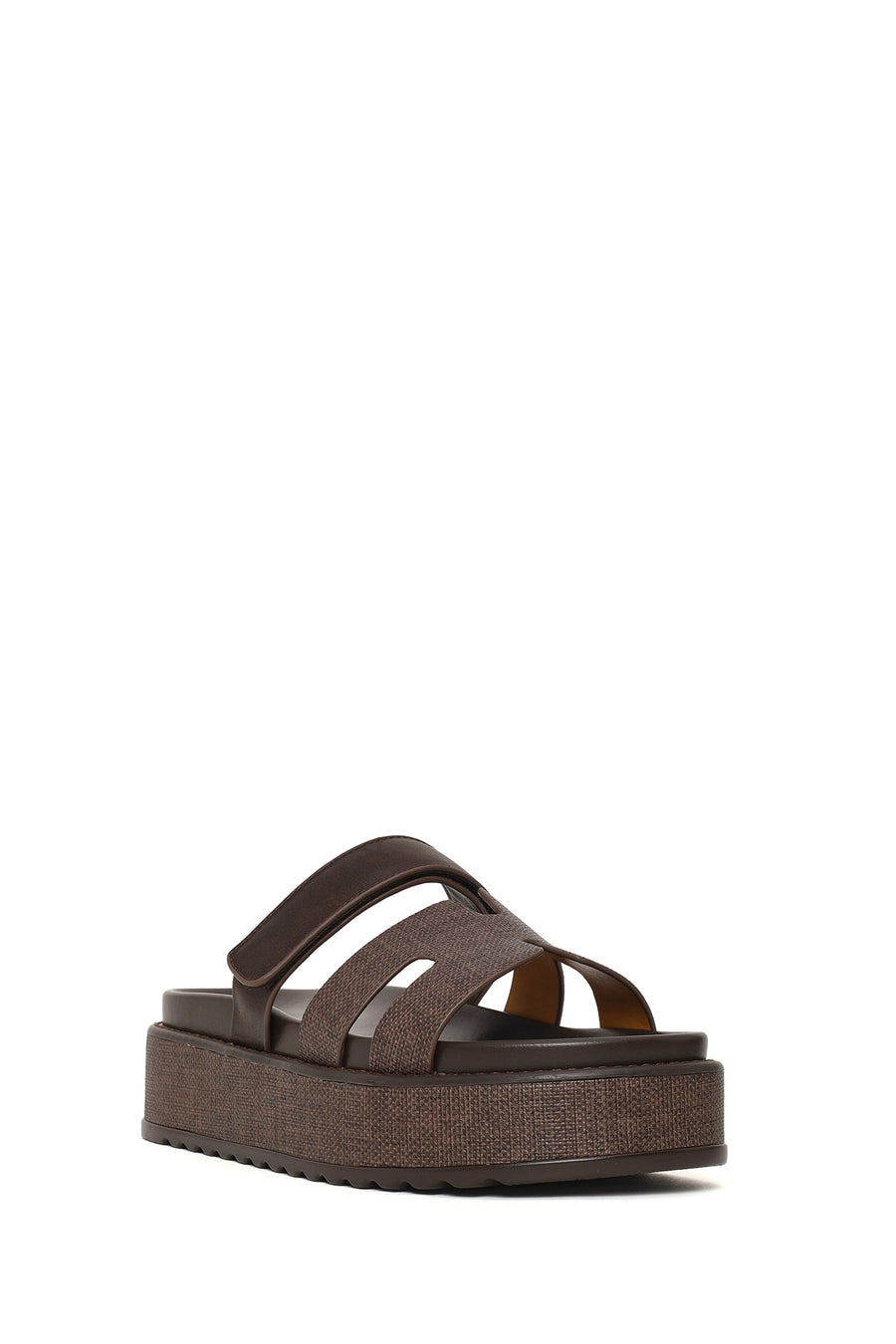 Woman Brown Strappy Thick-Soled Slipper
