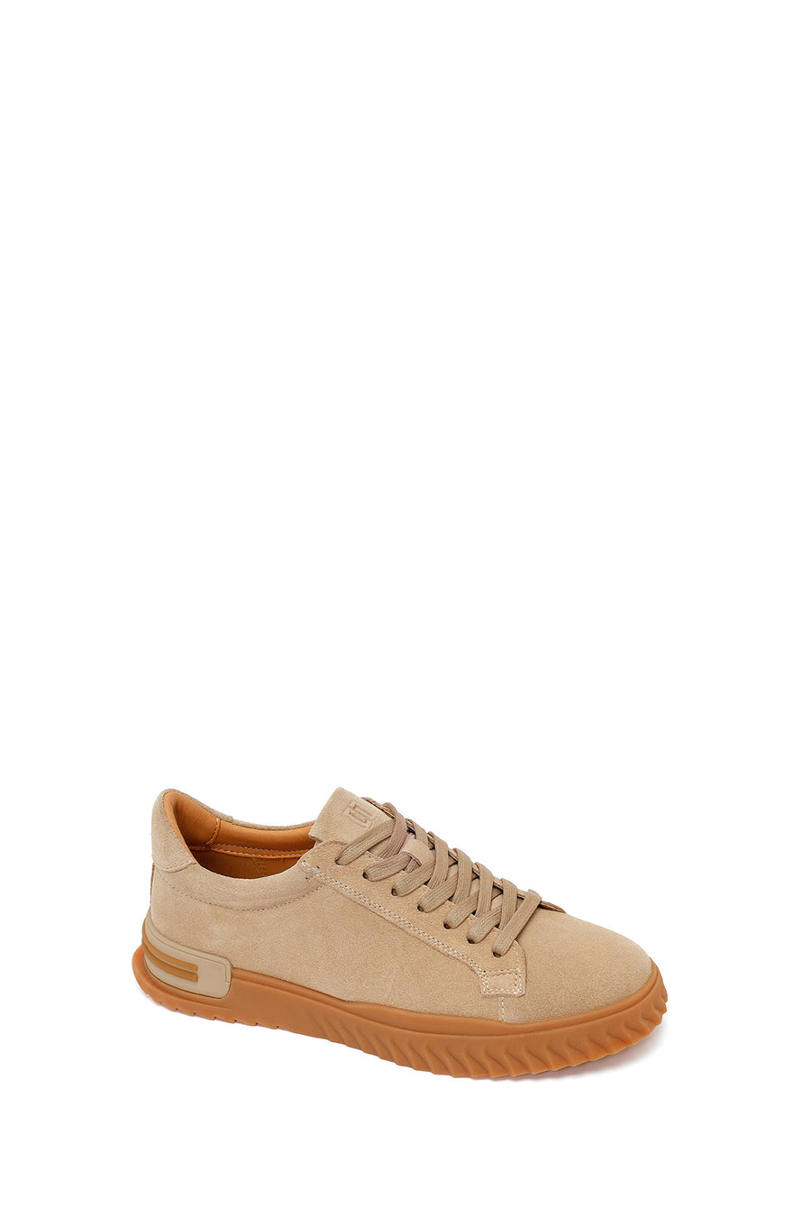 Erkek Bej Bağcıklı Süet Deri Casual Sneaker