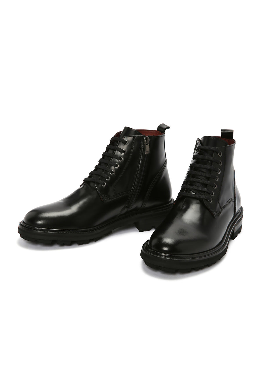 Men's Black Zippered Leather Boots