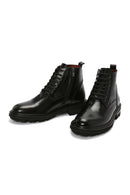 Men's Black Zippered Leather Boots | Derimod