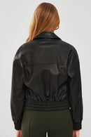 Chloe Women's Black Oversize Leather Jacket | Derimod