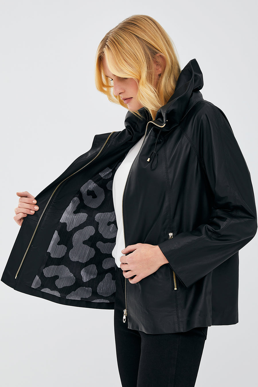 Felicita Women's Black Oversize Leather Jacket