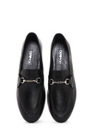 Women's Black Leather Masculine Loafer | Derimod