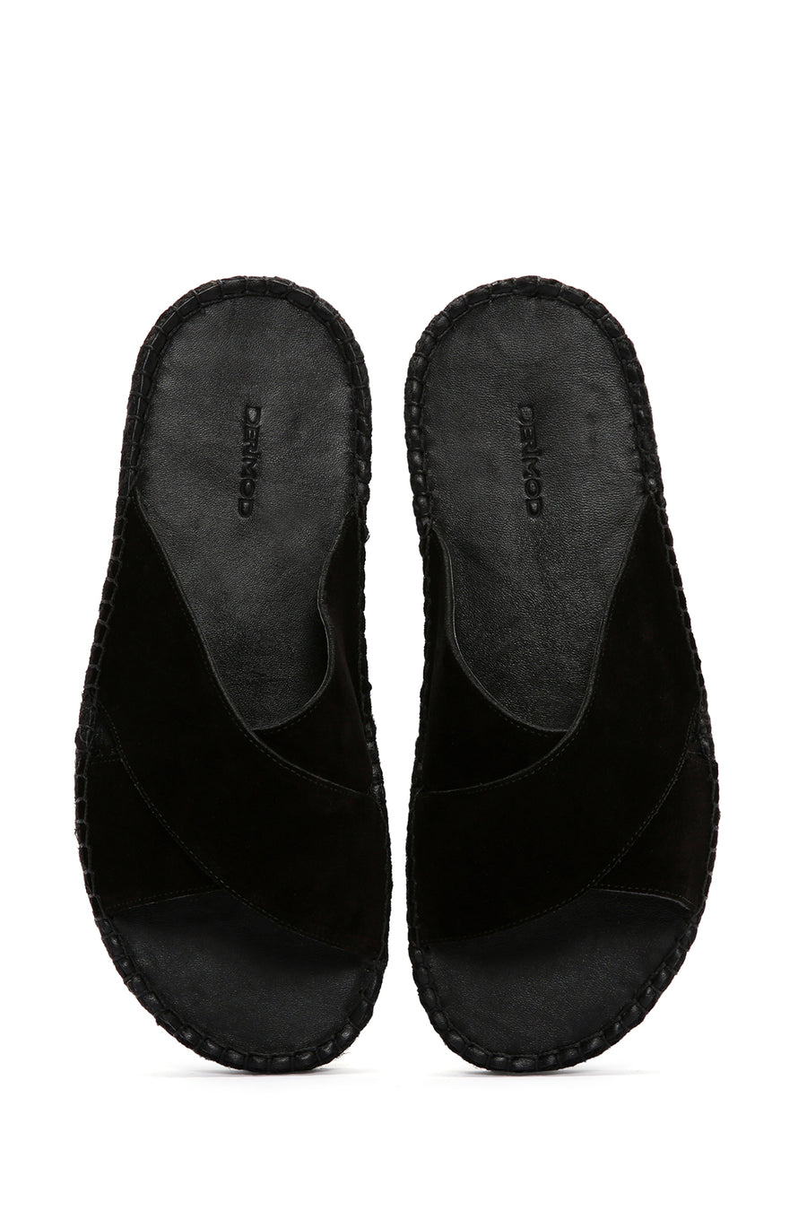 Men's Black Suede Leather Slippers