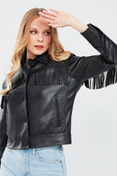 Luna Women's Tasseled Leather Jacket | Derimod