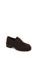 Woman Dark Mink Lace-Up Thick-Soled Suede Casual Shoes | Derimod
