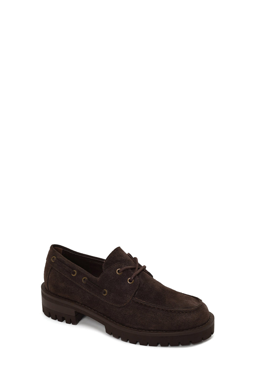 Woman Dark Mink Lace-Up Thick-Soled Suede Casual Shoes