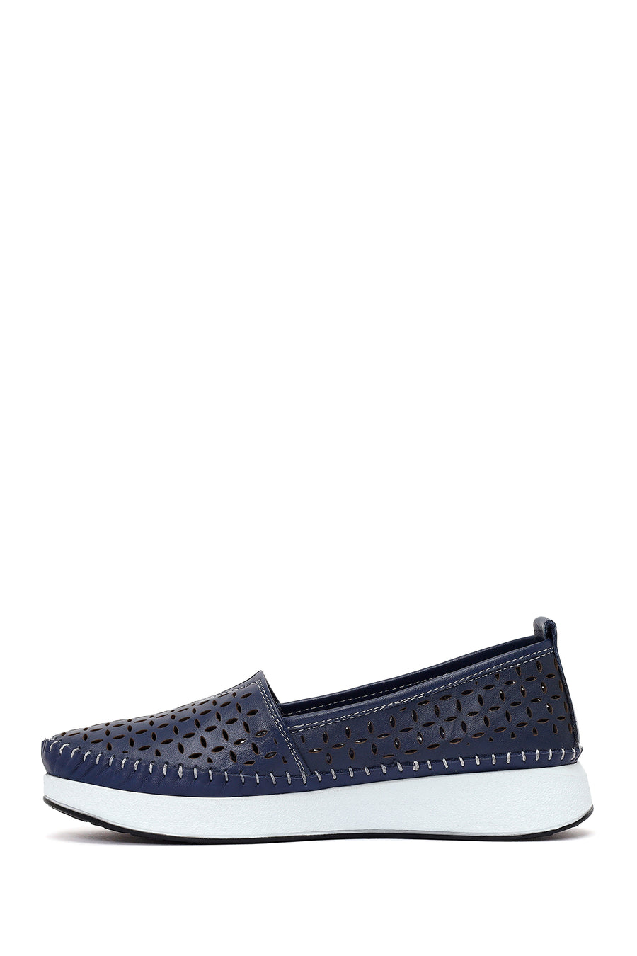 Kadın Lacivert Kalın Tabanlı Deri Konfor Loafer