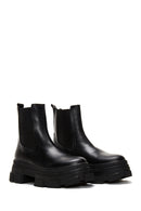 Women's Black Leather Thick Soled Chelsea Boots | Derimod