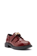 Women's Burgundy Lace-Up Leather Masculine Shoes | Derimod