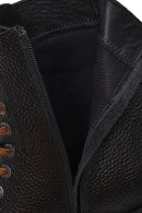 Harley Davidson Male Black Steven Zip Closure Leather Combat Boots | Derimod