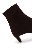 Woman Brown Zip Closure Chunky-Heeled Suede Leather Boots | Derimod