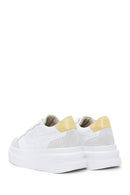 Women's White Leather Thick Soled Sneaker | Derimod