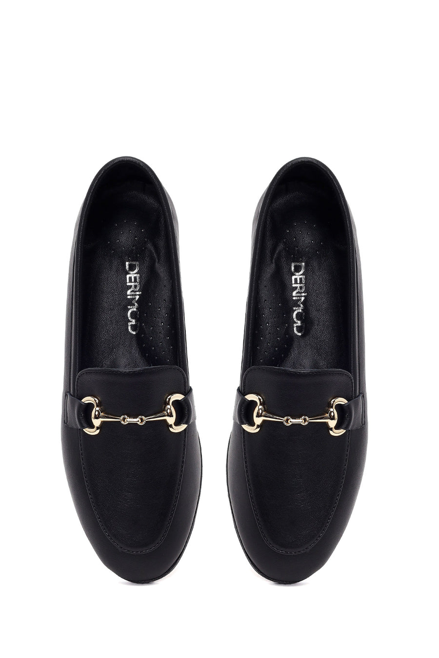 Kadın Siyah Tokalı Deri Klasik Loafer