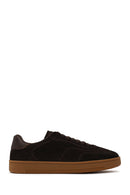 Male Brown Lace-Up Thick-Soled Suede Leather Sneaker | Derimod