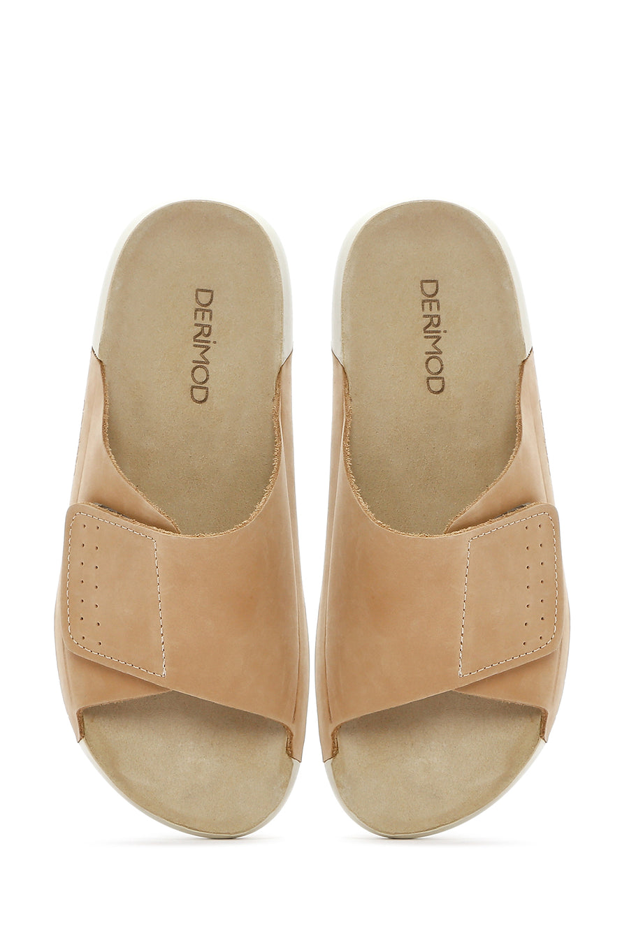 Women's Beige Nubuck Leather Comfort Slippers