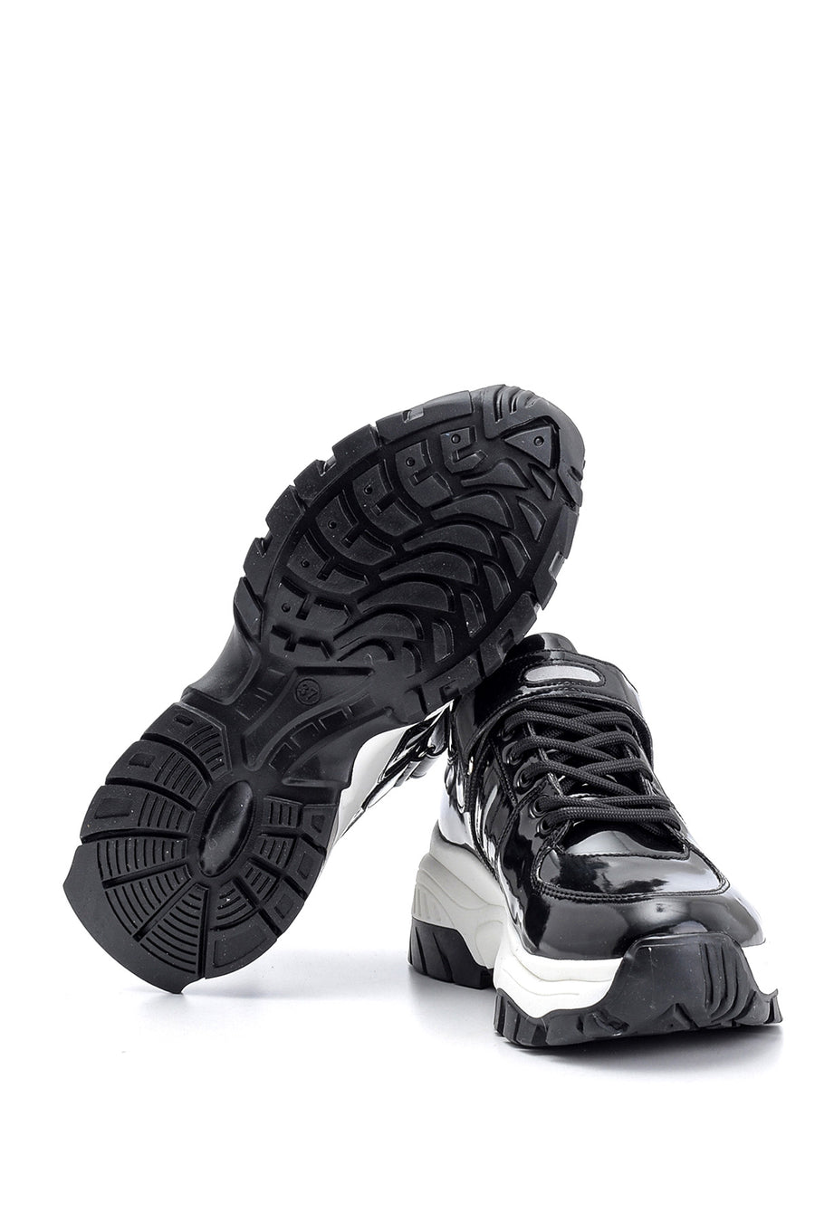 Kadın Yüksek Tabanlı Rugan Detaylı Sneaker