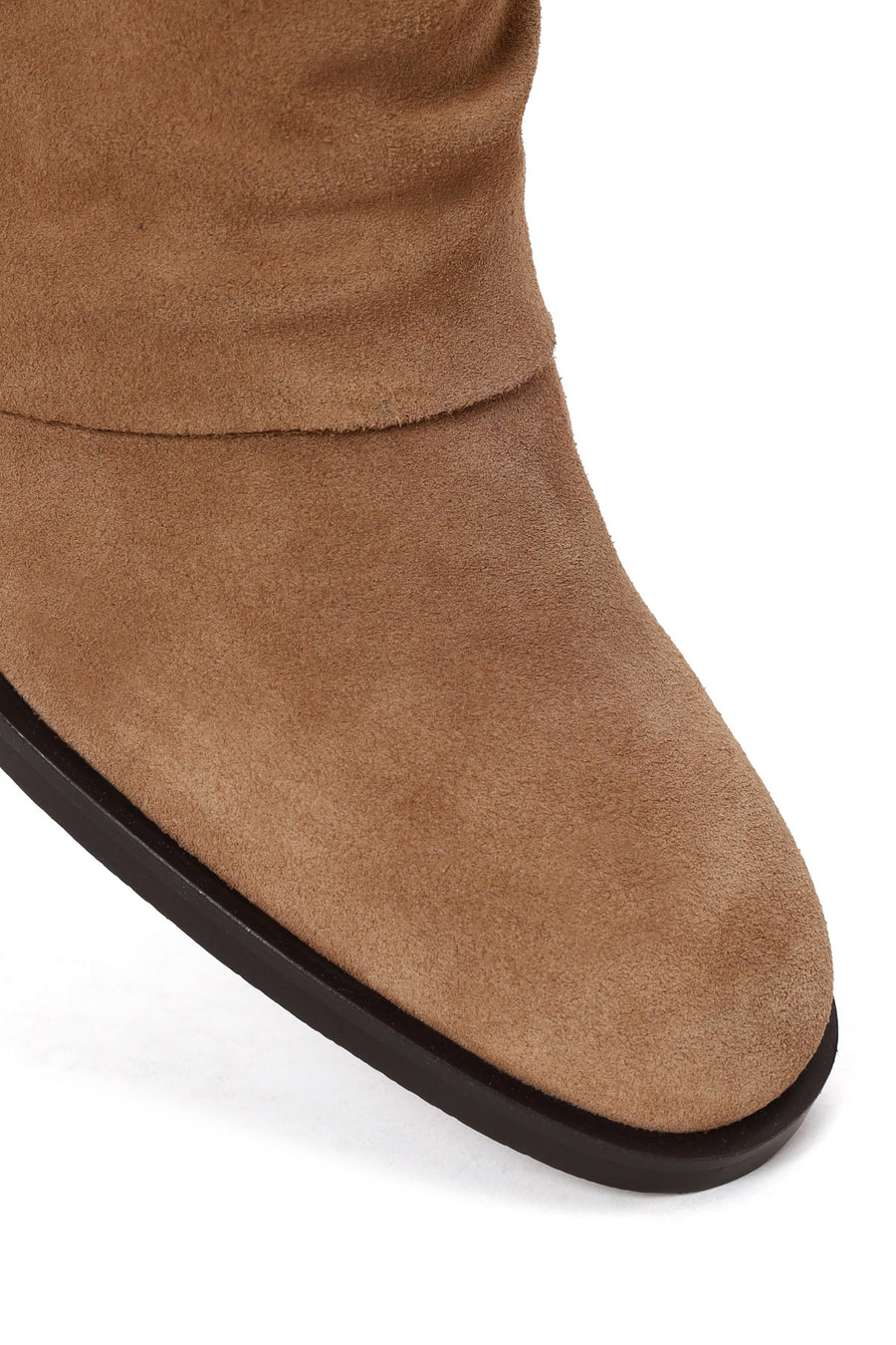 Woman Beige Chunky-Heel Suede Boots