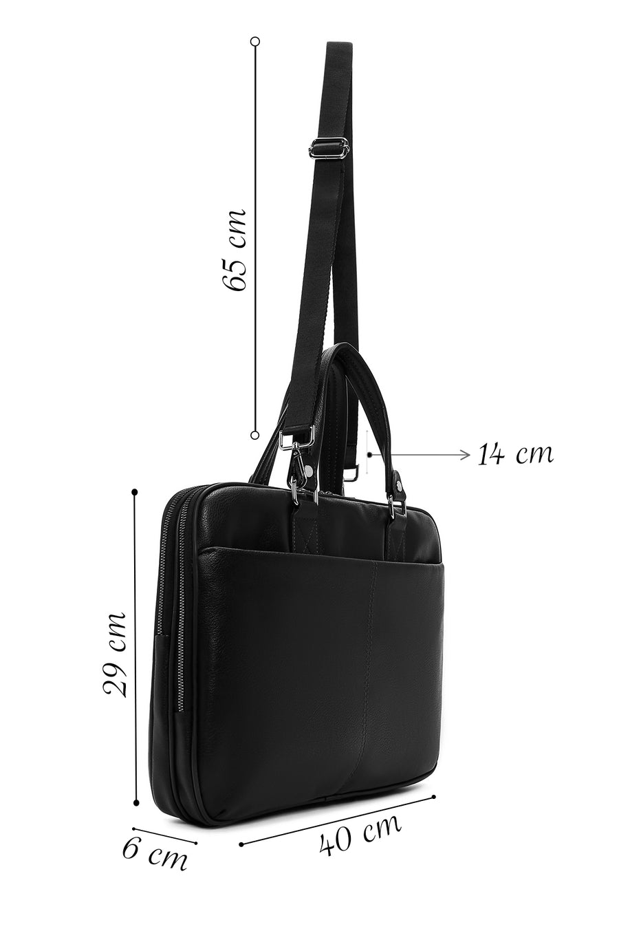 Men's Black Long Strap Briefcase
