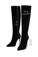 Women's Black High Thin Heeled Suede Leather Classic Boots | Derimod