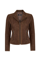 Lara Woman Brown Short Suede Jacket | Derimod