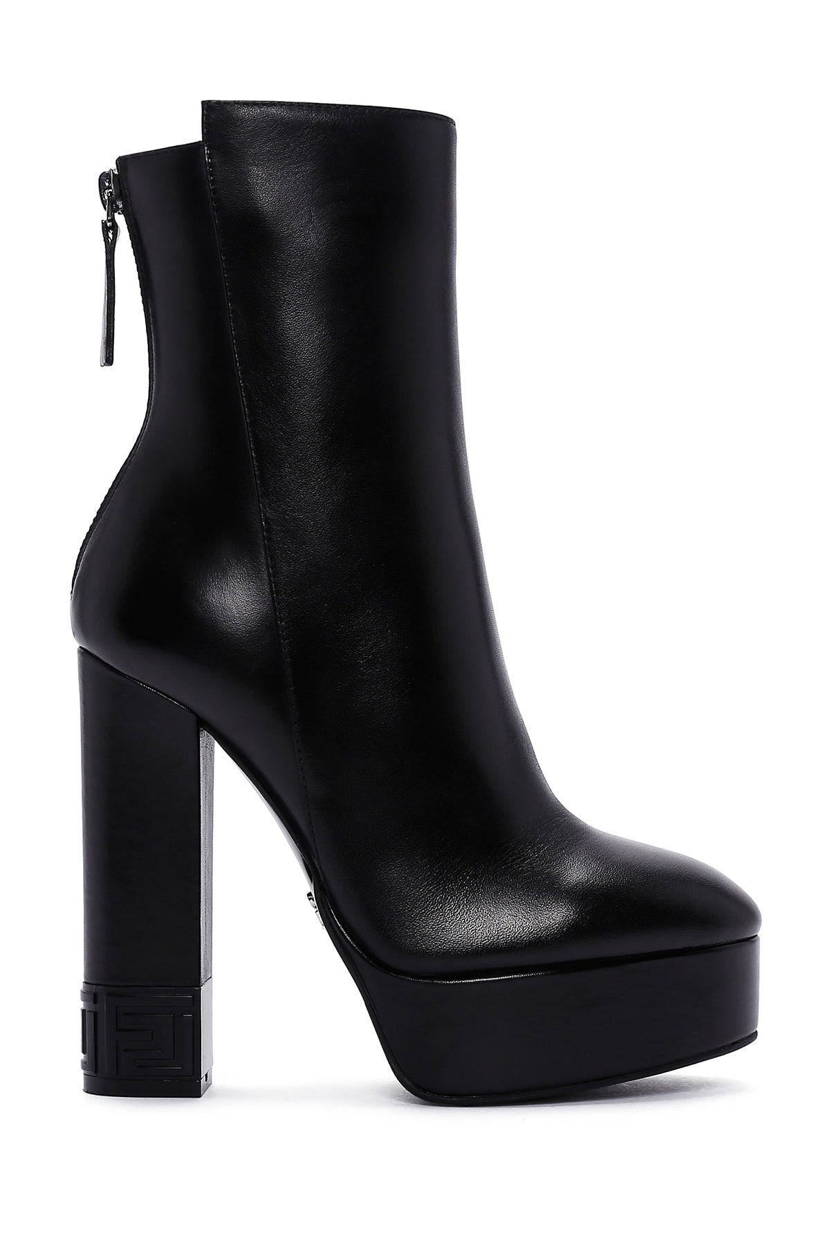 Women's Black High Heeled Platform Leather Boots 23WFD101918 | Derimod