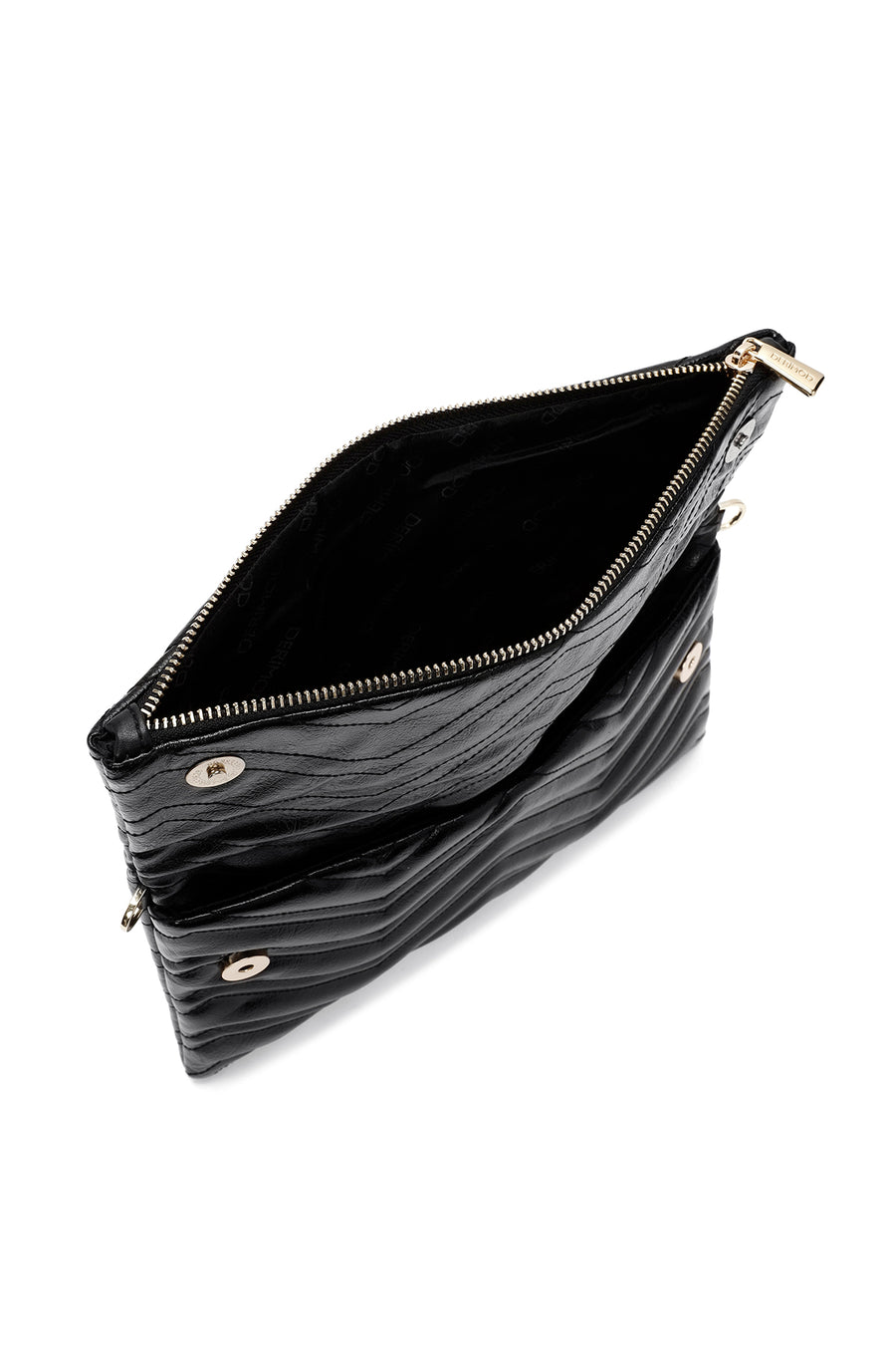 Women's Black Long Chain Strap Quilted Clutch Bag
