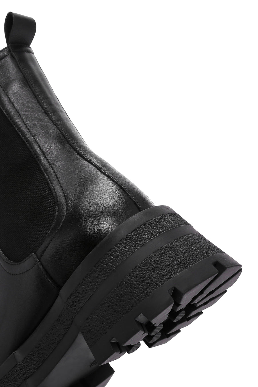 Women's Black Thick Soled Leather Chelsea Boots