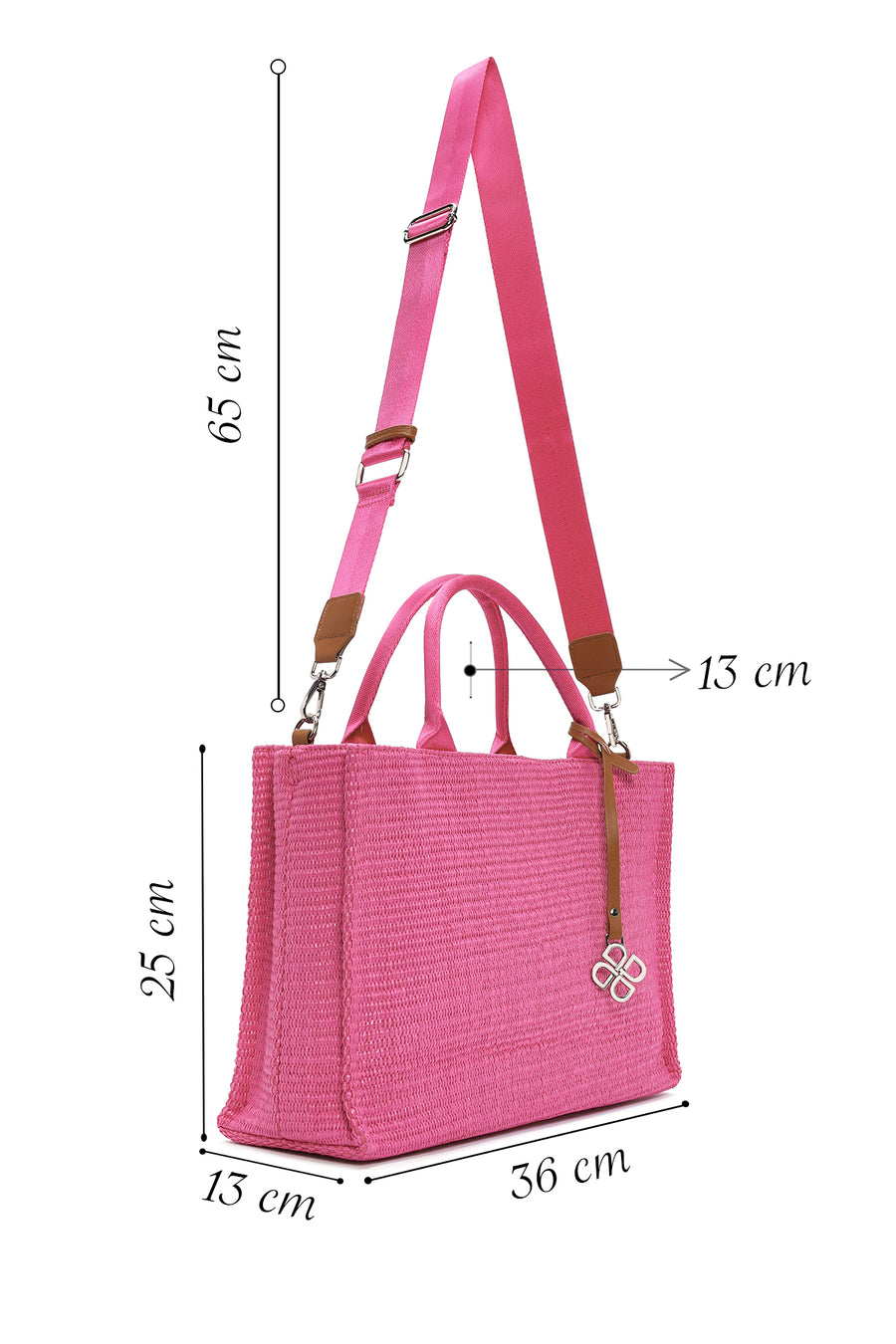 Women's Pink Straw Shoulder Bag